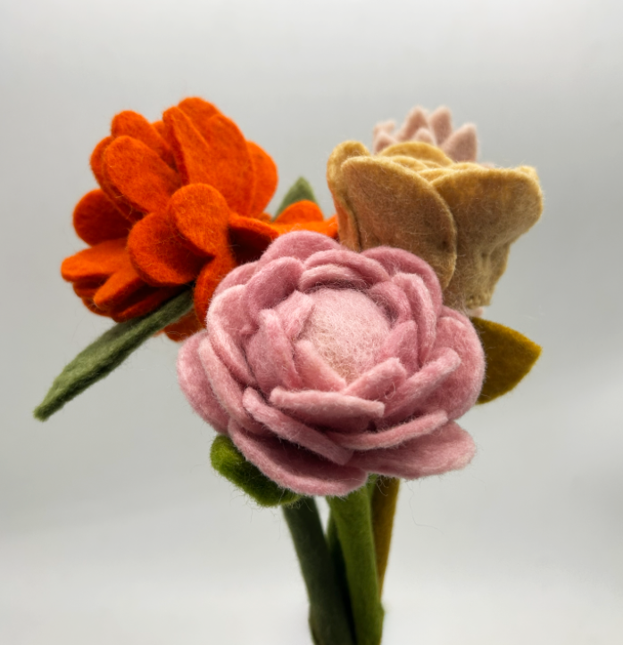 Handmade Wool Felt Bouquet - Everlasting Floral Arrangement